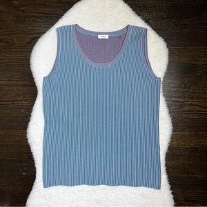 Akris Punto Fantasy Blue Jacquard Knit Sleeveless Top Size 10